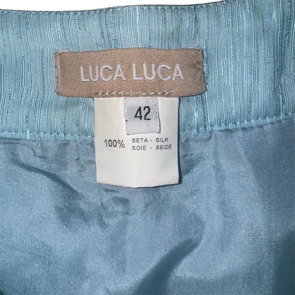 Luca Luca 100% Silk Pleated A-Line Skirt Light Blue Size 42 (Italian Size) - Picture 6 of 10